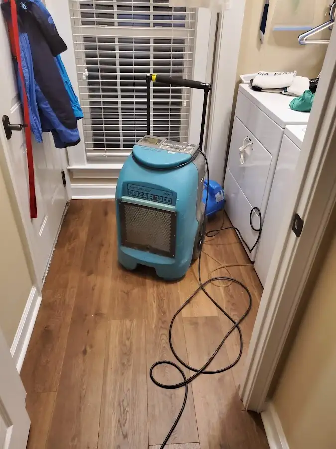 Commercial dehumidifier deployed for Flood Damage Cleanup in Mayfair
